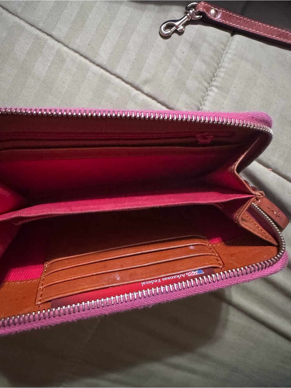 Dooney & Bourke Hot Pink Logo Tote with Brown Trim & Matching Wallet - Picture 6 of 6